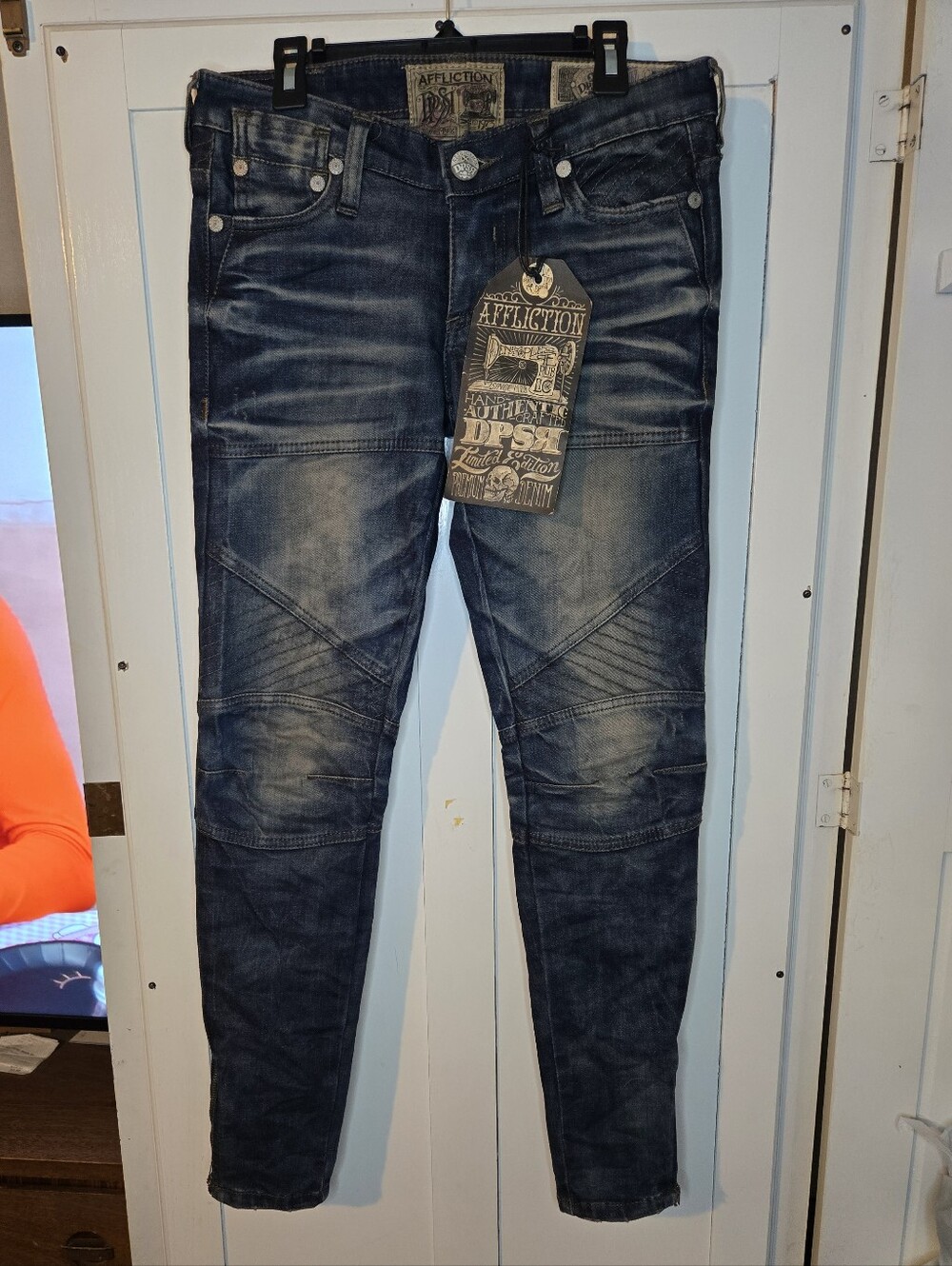 NWT Affliction Raquel Liberty Covina Jeans Womens 24 Y2K Moto Biker Distressed